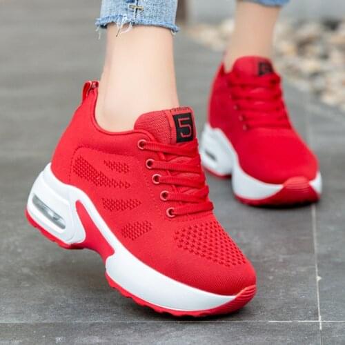 Size 34-39 Hight Increasing 9 Cm Women Sport Shoes Thick Sole Platform Wedge Sneakers Girls Outdoor Running Ladies Walking Shoes
