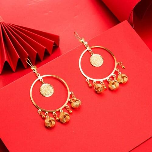 Dubai Gold Color Earrings 24K For Women Wedding Jewelry Womens Earrings For Girls Bridal Wife Gifts African Dubai French