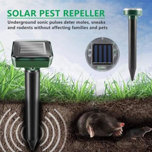 2Pcs Solar Pest Repeller Ultrasonic Repeller Sonic Mouse Gopher Mole Pest Rodent Repellent Outdoor Farm Garden Pest Control Tool