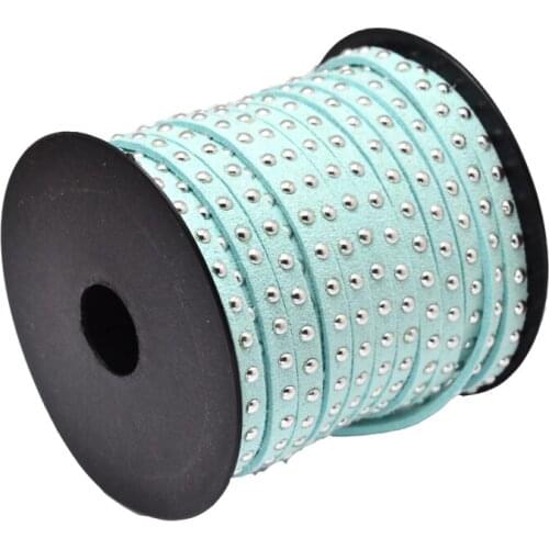 20yards/roll 4.5x2mm Silver Color Aluminum Studded Korea Faux Suede Cord String Black for Jewelry Making