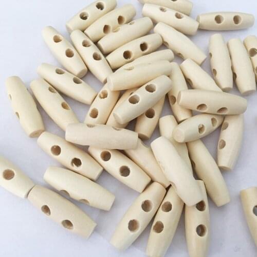 300pcs 2 Holes Wooden Buttons Sewing Horn Toggle Buttons for Clothing Accessories DIY Crafts Scrapbooking 40mm X 12mm