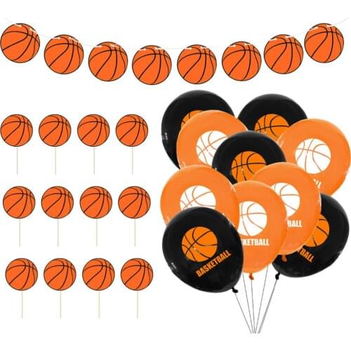 33pcs Basketball Themed Balloons Birthday Party Decorative Supply Assorted Color