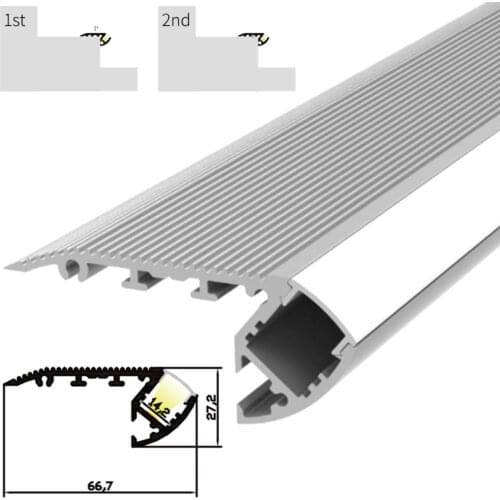 5m(5pcs) a lot, 1m per piece, led Aluminum profile for stair, clear cover or milky diffuse cover