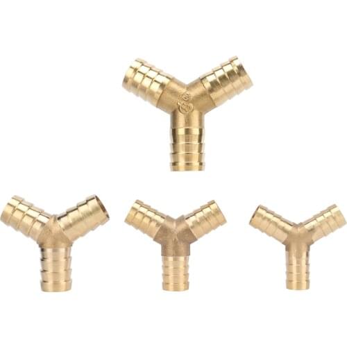 6mm 8mm 10mm 12mm 14mm 16mm 19mm Y Shape Brass 3-Way Barbed Hose Connector Garden Irrigation Water Pipe Cooper Couplings 3Pcs