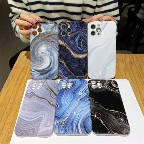 Abstract marble glossy phone covers for iphone 12 11 Pro Max XR XS phone case for iphone 12mini 7 8 Plus soft silicon shell capa