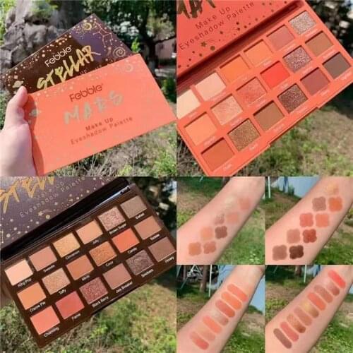 Febble Brand Shiny Eyeshadow Palette Shimmer Matte Glitter Pigmented Eyeshadow Pallete Diamond Metallic Makeup Palette Cosmetic