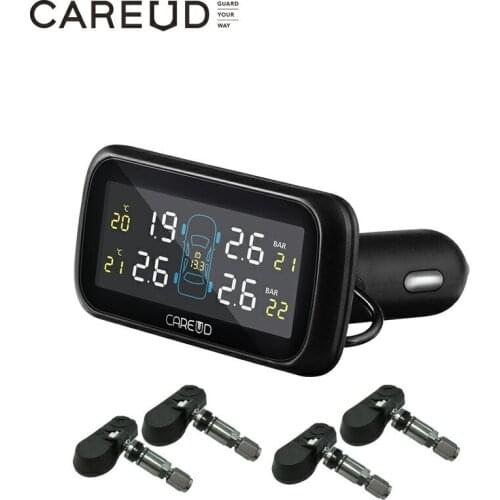 CARUED TPMS Universal U903 Tire Pressure Monitoring 4PCS Built-In Sensor Tire Pressure Sensors Battery Long Time Life Alarm Auto