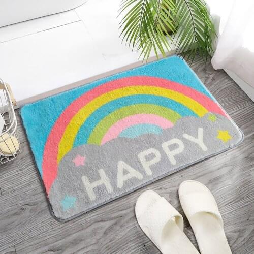Cartoon Animal Dog Cat Door Mat Non-slip Carpet Soft Rainbow Mat Cute Home Bathroom Balcony Doorway Hallway Mat Absorbent