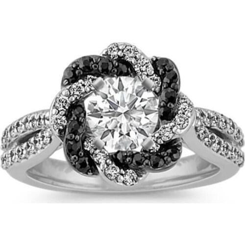 Hot Sale 2021 New Fashion Jewelry Engagement Rings for Women Trendy Design Flower Gun Black Two-Color Rose Ring Accessories