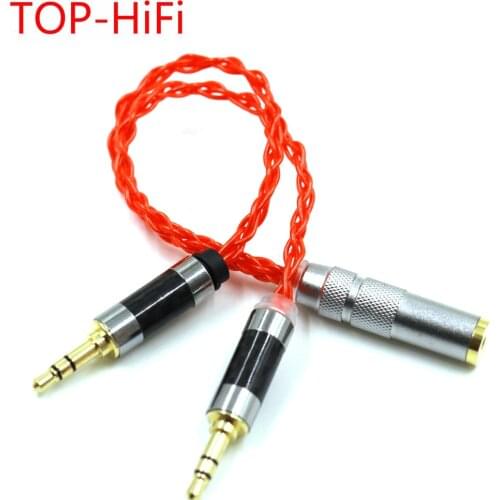 TOP-HiFi 10cm UP-OCC Single Crystal Silver 2x3.5mm Male to 4.4mm Balanced Female Adapter Cable for PHA-3 Pono Player Orange
