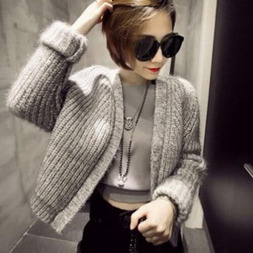 Chunky Knit Cardigan Womens Autumn Winter Thick Solid Long Sleeve Ladies Sweaters Casual Vintage Knitted Wear for Female