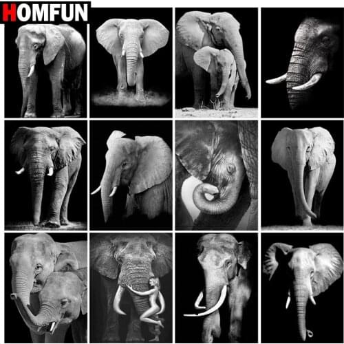 HOMFUN Rhinestone Painting Crystal Decor Diy Diamond Painting "Elephant animal" 3D Cross Stitch Pattern Diamond Embroidery