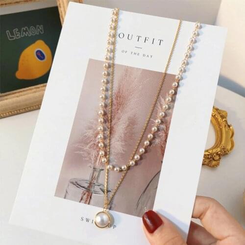 Pearl necklace Imitation Pearl Clavicle Chain Choker Necklace for Women Simple Multi Layered Charm Necklace Statement Jewelry