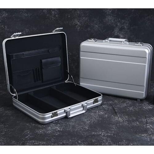 Urecimy Men Business Aluminum Briefcase Laptop Porfolio Document Brief Case Luxury Case Cash Toolkit Silver Bag