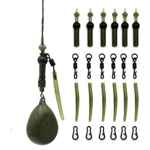 6 Sets Carp Fishing Accessories Set for Helicopter Rig Chod Heli Buffer Sleeves Quick Change Swivel Line Aligner Multi Clip Kit