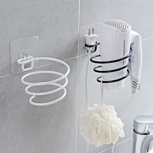 Hair Dryer Holder Wall Mounted Organizer Spiral Stand Holder Rack Aluminum Bathroom Shelf Storage Bathroom Accessory Wall Shelf