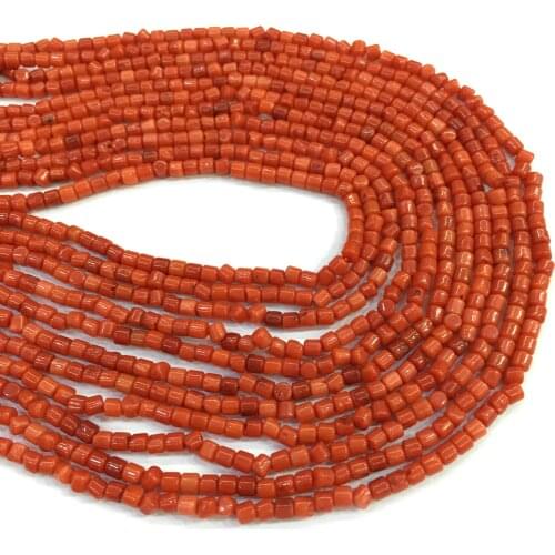 Natural Coral Beads Cylindrical Shape Loose Beads for Making Jewelry Necklace Bracelet Accessories Exquisite Gift Size 3x3mm