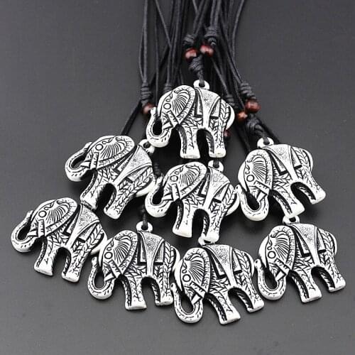 Wholesale 12pcs Imitation Yak Bone Carved Tibetan Lucky White Elephant Pendant Necklace Amulet Gift MN150