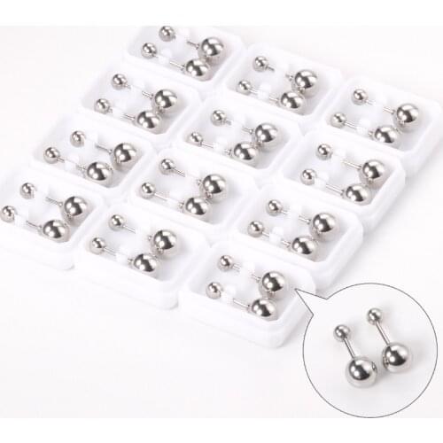 12 Pairs 316L Stainless Steel Twist Double Round Ball Stud Earrings Women Gold Silver Color Girl Earrings Jewelry Accessories