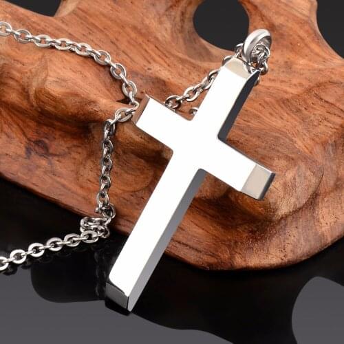 Wholesale Stainless Steel Fashion Quality Religious Jewelry Jesus Cross Necklace Pendant Jewelry Dropship 20" Chain Included