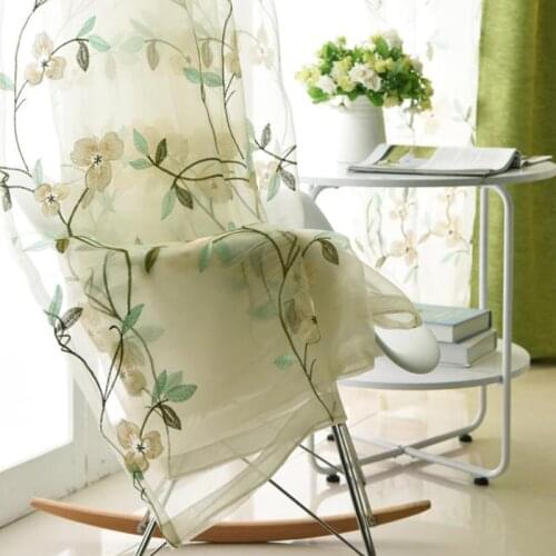 Pastoral Rustic Purple Flowers Sheer Voile Curtains for Living Room Kitchen Bedroom Windows Curtains Tulle Draperies X-WP361-40