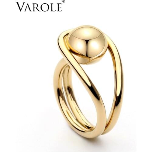VAROLE New Arrival luxury Ball Rings for Women Gold Silver Color Rings Copper Best Christmas Present free shipping
