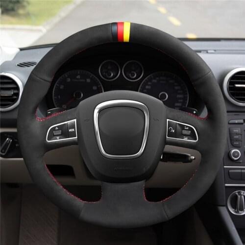 DIY Anti-Slip Wear-Resistant Steering Wheel Cover For Audi A4 B8 Avant A5 8T A6 C6 A8 D3 Q5 8R Q7 4L S3 Car Interior Decoration