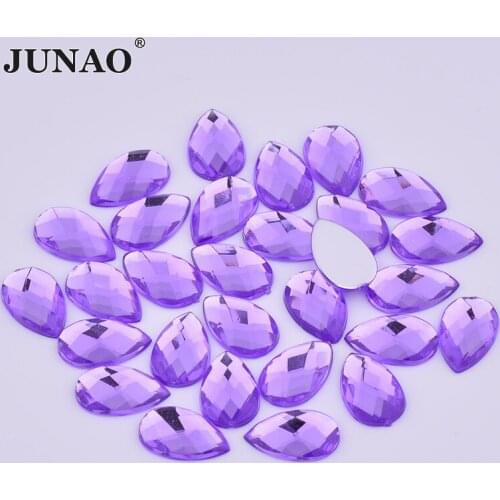 JUNAO 8*13mm Self Adhesive Teardrop Rhinestones Flatback Non Hot-Fix Crystal Stones Glue On Acrylic Strass Beads For Clothes