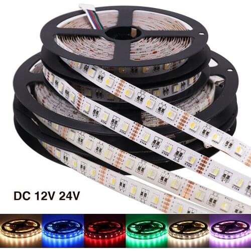 5m RGBW/RGBWW DC 12V 24V LED Strip 4 color in 1 chip 60Leds/m Waterproof SMD 5050 Flexible Ribbon LED Light