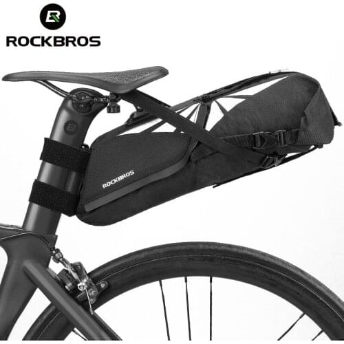 ROCKBROS Waterproof Bicycle Bag 8L Large Capacity Bicycle Saddle Bag Cycling Foldable Rear Bag MTB Road Trunk Bike Accessories