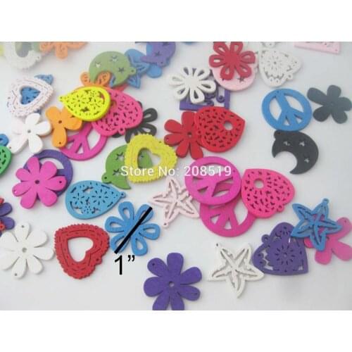 WBNWLL 150pcs colorful wood crafts shapes mix randomly DIY decorative wooden scrapbooking supplies