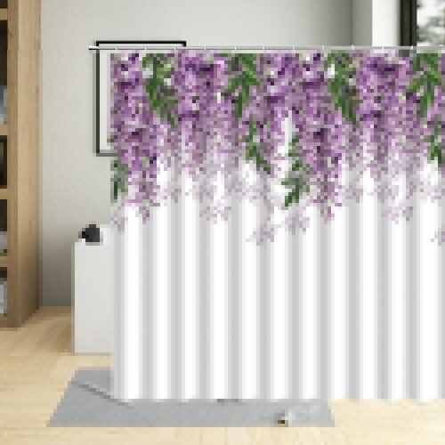 Wisteria Flower Tree Design Shower Curtain Polyester Fabric Waterproof Bathroom Screens Home Art Decor Curtains With 12 Hooks