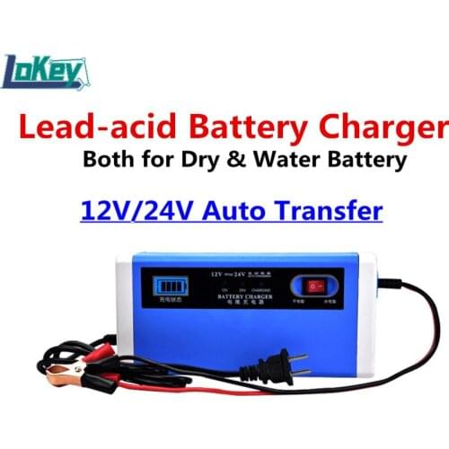 Lead-acid Battery Charger 10A 12V 24V Automatic switching 60Ah to 120Ah High Power Charger For Free Maintenance Water Battery