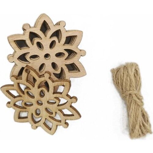 10pcs Natural Wooden Snowflake Christmas Tree Handmade Pendant Craft Scrapbooking for Decoration Sewing Home