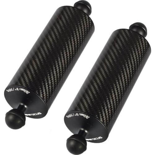MINIFOCUS 2 x D60mm Carbon Fiber Float Buoyancy Aquatic Arm Double Ball Floating Mount for Diving Camera Underwater Tray 2pcs