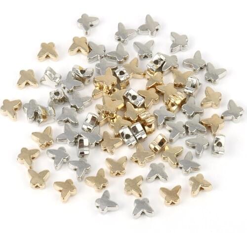 200pcs 6*3mm CCB Butterfly shape Beads Acrylic Beads Gold Silver Loose Bead for Jewelry Making DIY Bracelet Hole 1.5mm Wholesale