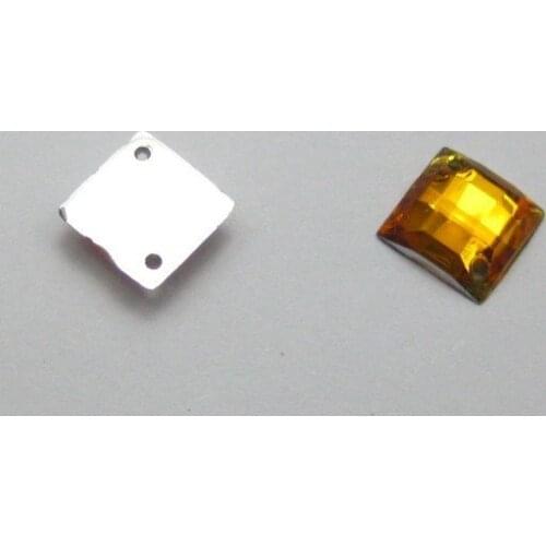 200 Gold Flatback Acrylic Square Rhinestone Button 10mm Sew on bead