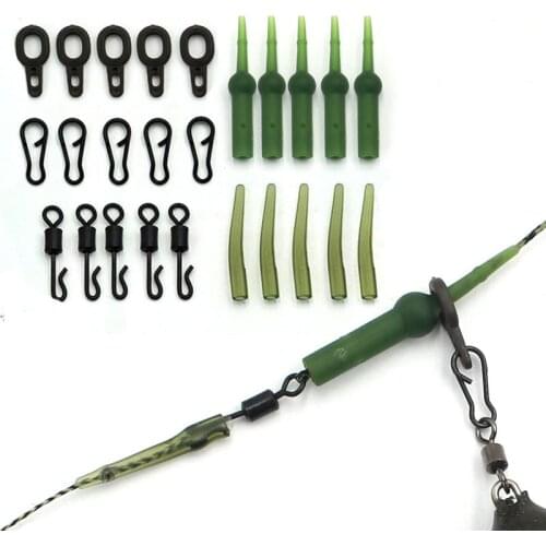 5Set=25PCS Carp Fishing Accessories Running Rig Kit Helicoper Carp Rig Making Carp Fishing Tackle Swivels Ring Fishing Tools