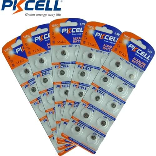 5Pack/ 50Pcs PKCELL AG1 Watch Batteries 1.5V AG1 364 621 SR621SW LR621 LR60 CX60 Alkaline Button Coin Cell Battery
