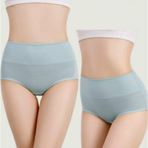5PCS/Lot Women Panties Seamless High Waist Middle Cotton Briefs Solid Color Daily Wear Underwear