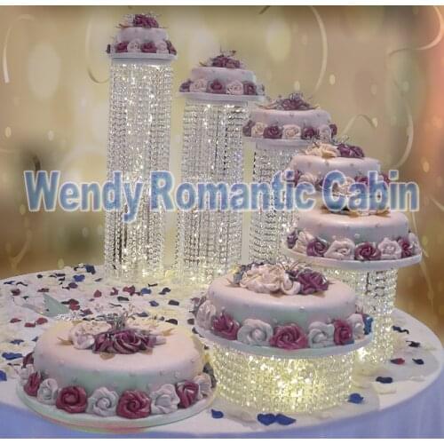 6pcs/set Wedding Crystal beads cake stand acrylic cake stand wedding party event cake accessory decoration supplier cake tools