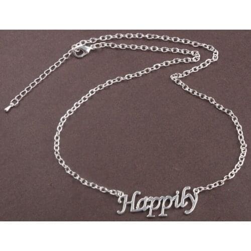 6PCS Bright Silver Color Friend Smile Lovely Word Metal Link Chain Necklace