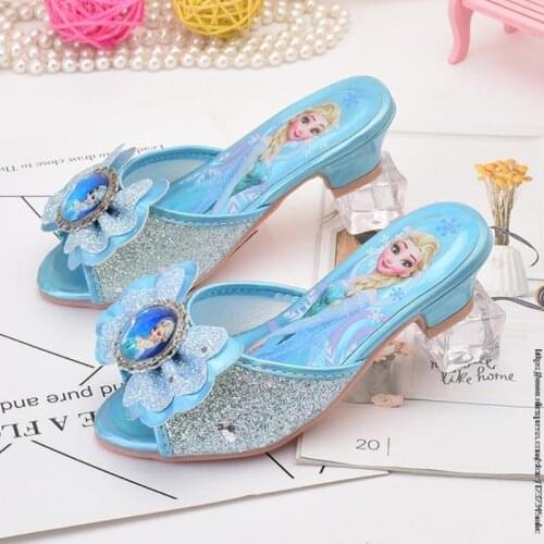 Disney New Girls Sandals High Heels Children Fashion Princess Leather Summer Sofia Shoes Chaussure Enfants Fille Sandalias