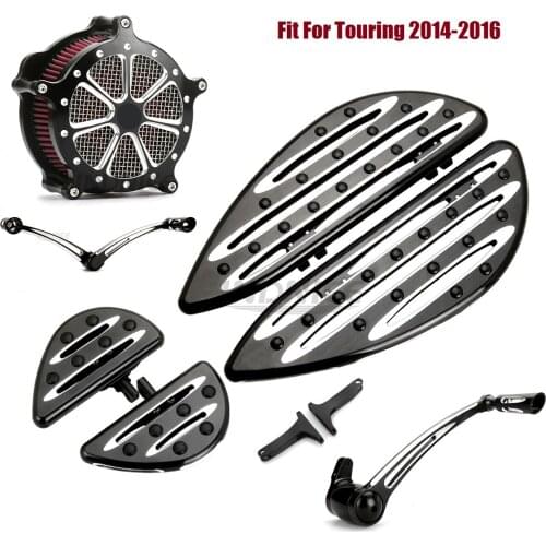 Black Deep cnc cut Floorboards Shifter Brake Arm lever kits Air cleaner Filter Fit For harley Tri Glide Ultra Classic FLHTCUTG 2