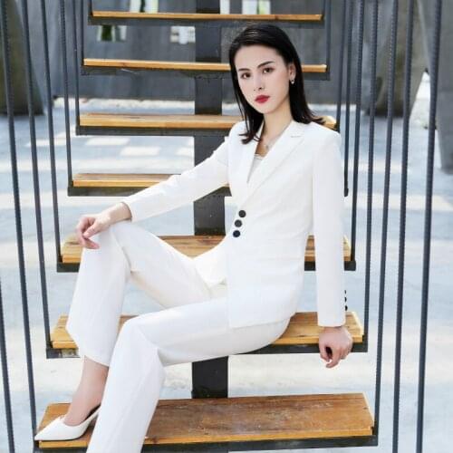 Formal Women Suit Office Lady Work Pant Suits Business Female Blazer Pants 2 Pieces Set Casual Jacket Trousers Plus Size Autumn