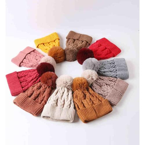 Baby Winter Hats Thickening and Warm Kids Boys Girls Knitted Hats Children Sold Color Beanies Caps
