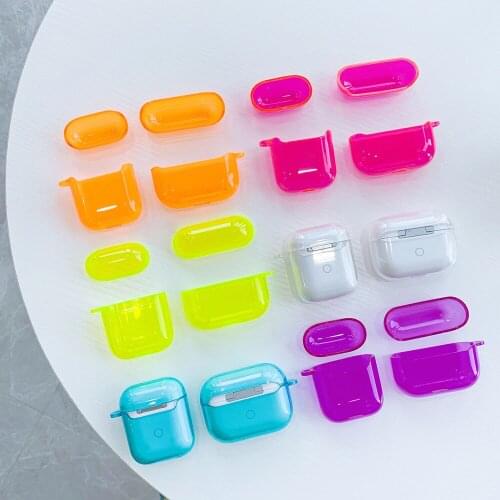 Fluorescent color soft case For apple airpods silicone bluetooth earphone case For airpods 1 2 pro headset cover charging box