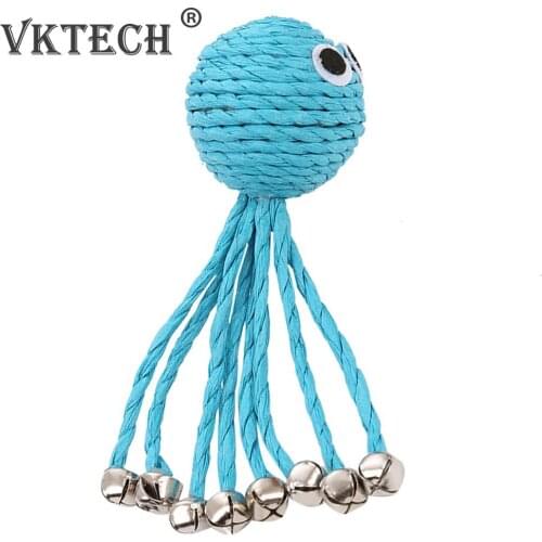 Cat Toy Octopus Woven By Paper Rope Scratch-resistant Pet Playing Toy With Bell Grinding Cat Toy Ball Cat Interactive Toy