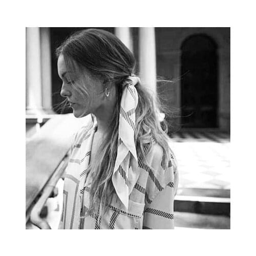 Boutique Minimalist Nude Crepe De Chine Silk Scarf Simplies Chic Contrast Striped Creamy Pocket Square Multiway Ribbon Headband