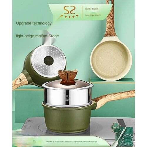 Ceramic Milk Pan Medical Stone Non-Stick Pan Small Milk Boiling Pot Steamer Single-Handle Pot Induction Cooker Universal